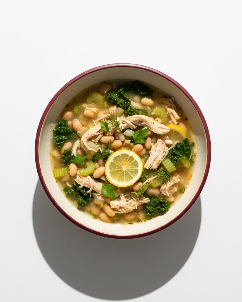 Lemon Herb Chicken + White Bean Soup plated for the RM Menopause Support collection