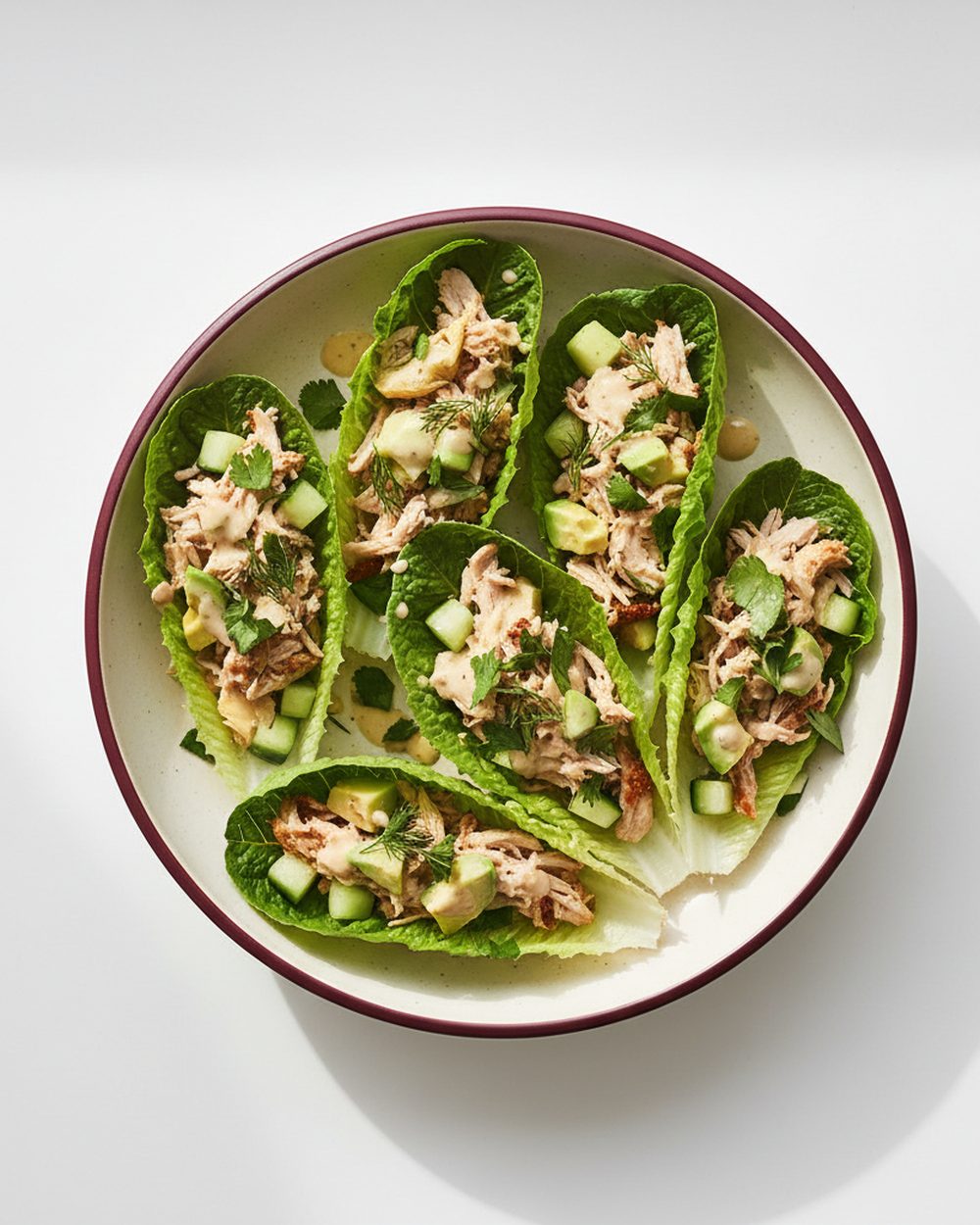 Mediterranean Chicken + Artichoke Lettuce Wraps plated for the RM Menopause Support collection