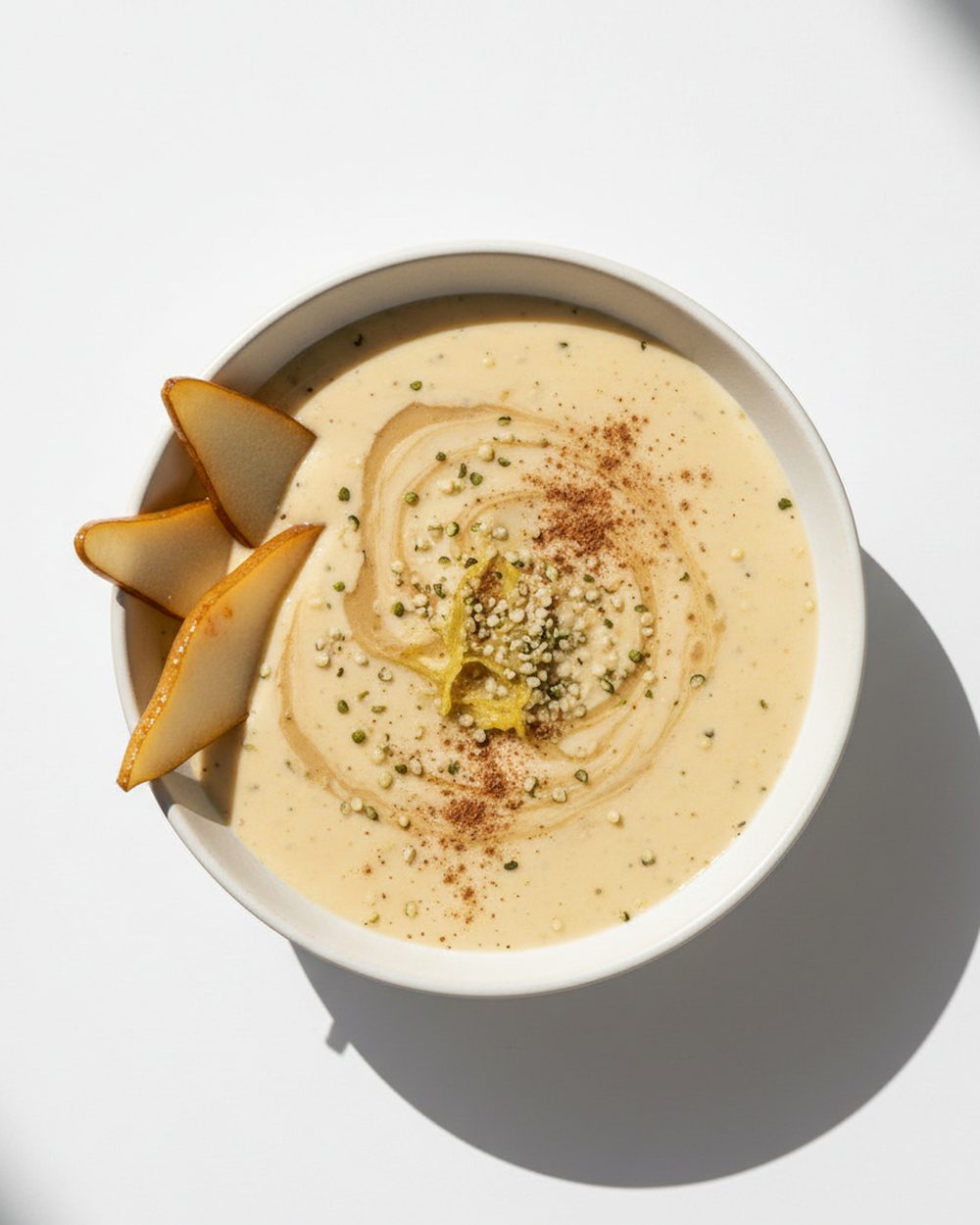 Golden Pear + Tahini Protein Smoothie plated for the RM Menopause Support collection