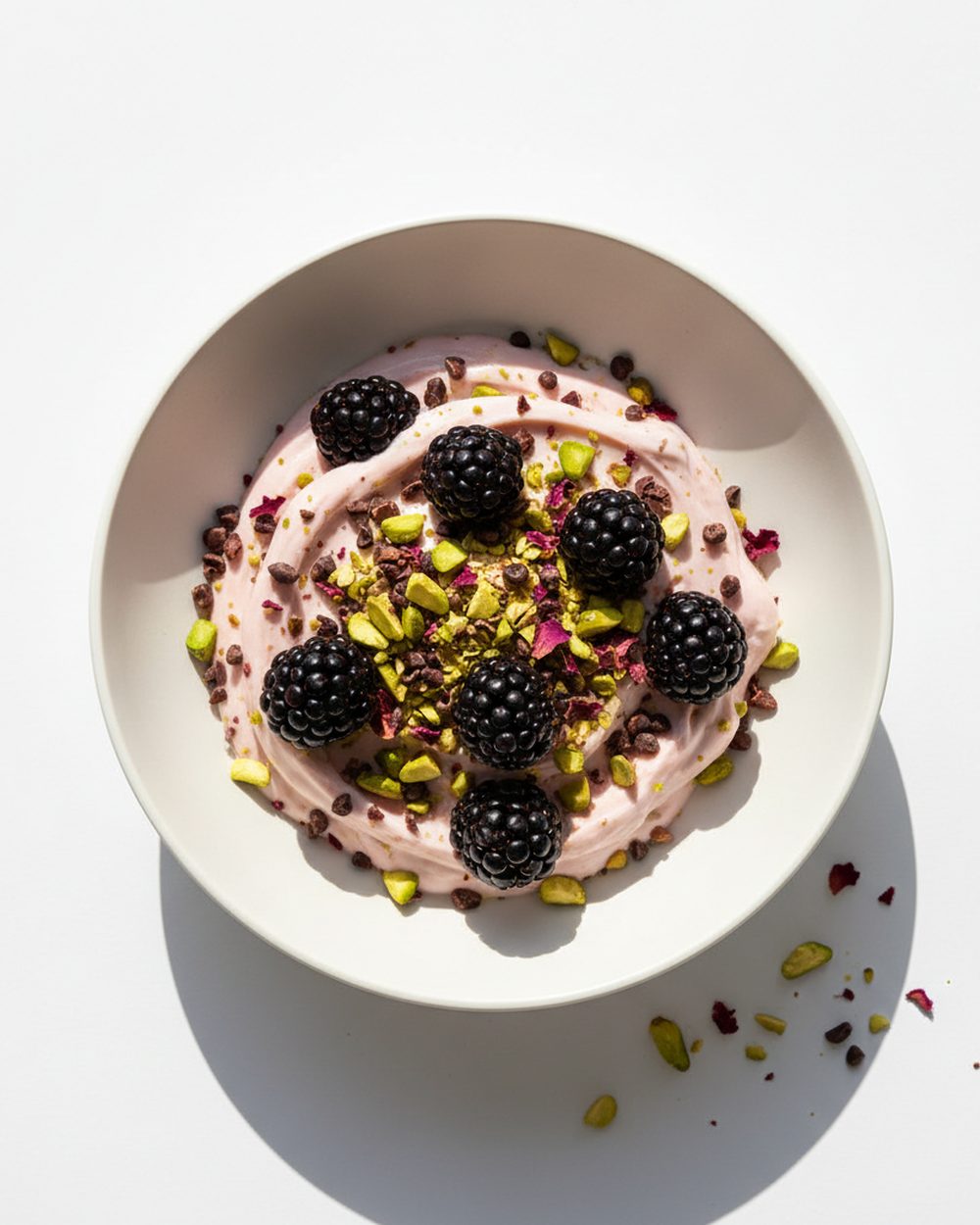 Blackberry + Pistachio Collagen Cups plated for the RM Menopause Support collection
