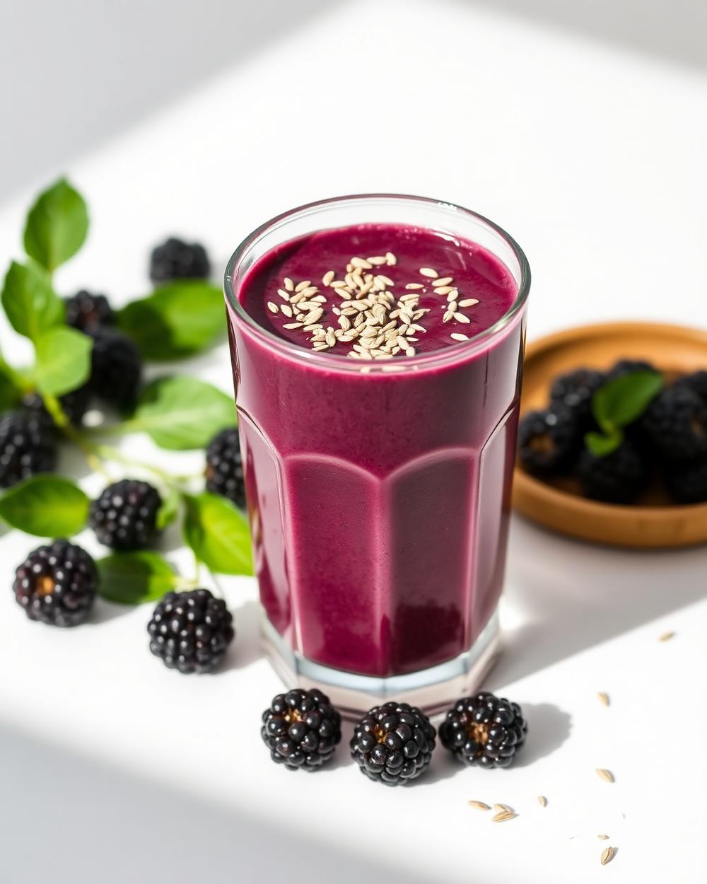 Blackberry Vanilla Hemp Smoothie plated for the RM Menopause Support collection