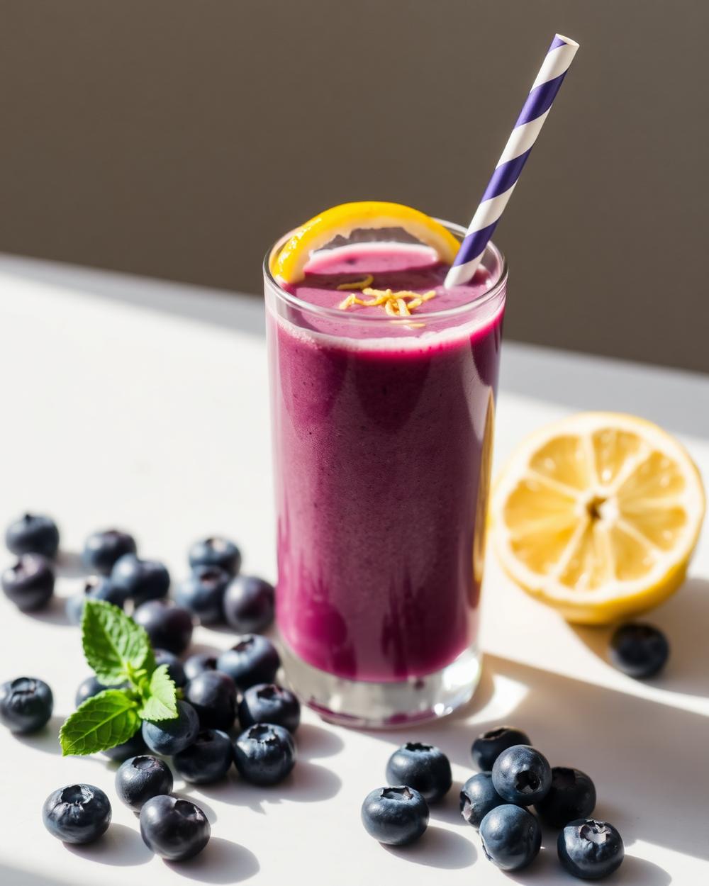 Blueberry Lemon Chia Smoothie plated for the RM Menopause Support collection