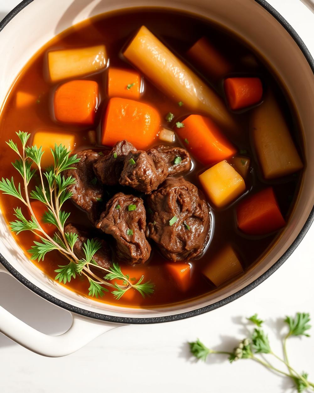 Braised Beef & Root Vegetable Sunday Pot plated for the RM Menopause Support collection
