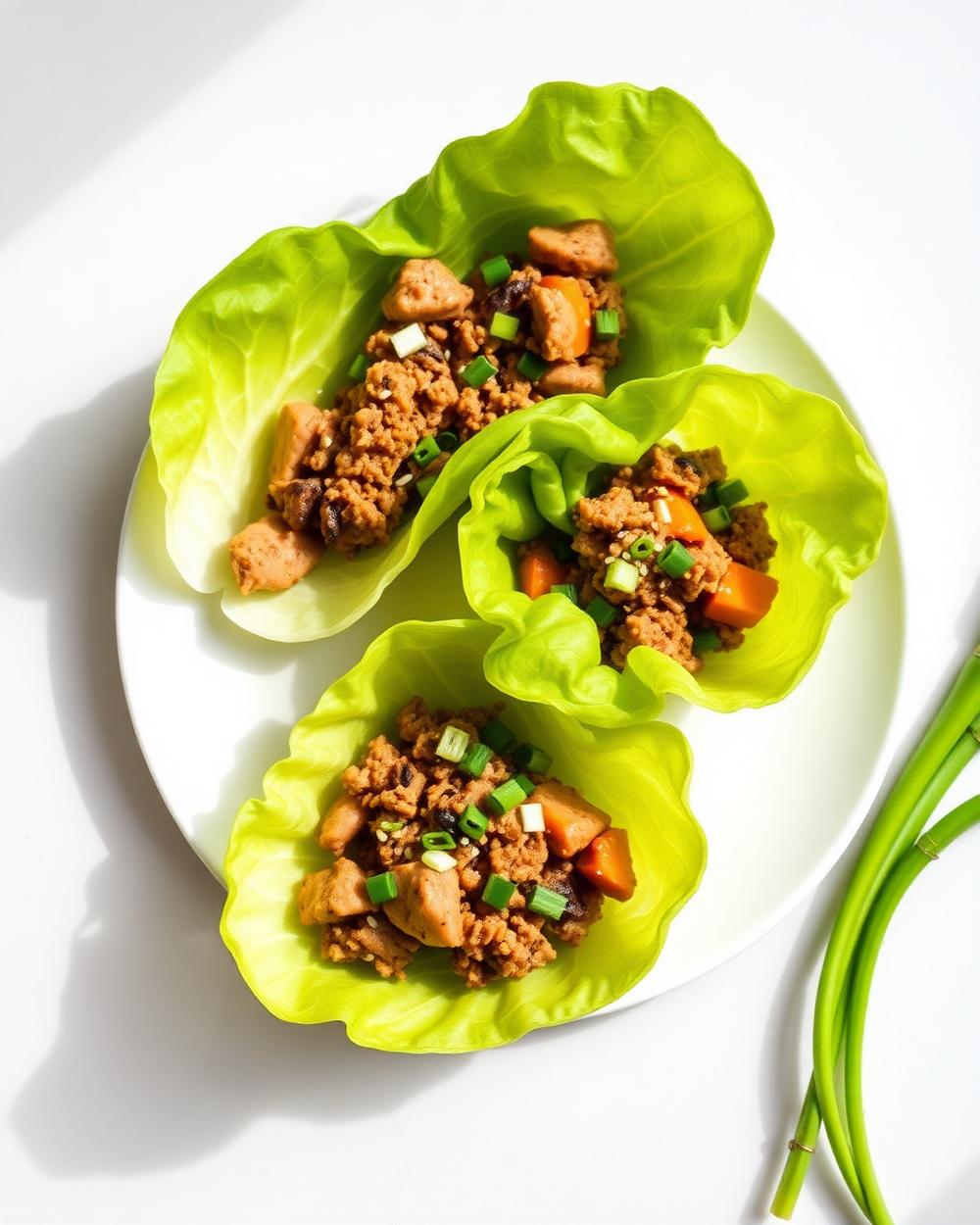Ginger Turkey & Vegetable Lettuce Cups plated for the RM Menopause Support collection