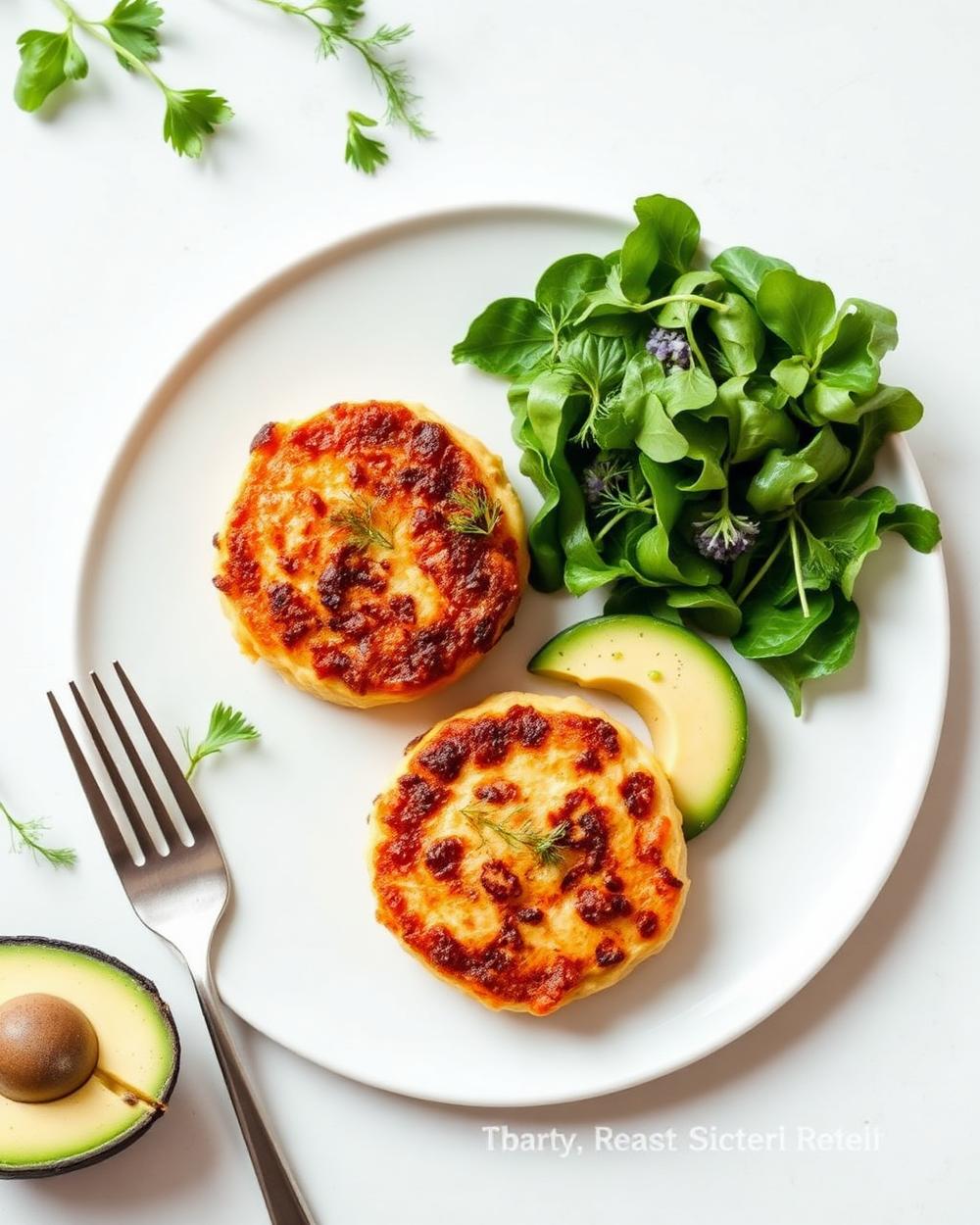 Herby Salmon & Avocado Breakfast Cakes plated for the RM Menopause Support collection