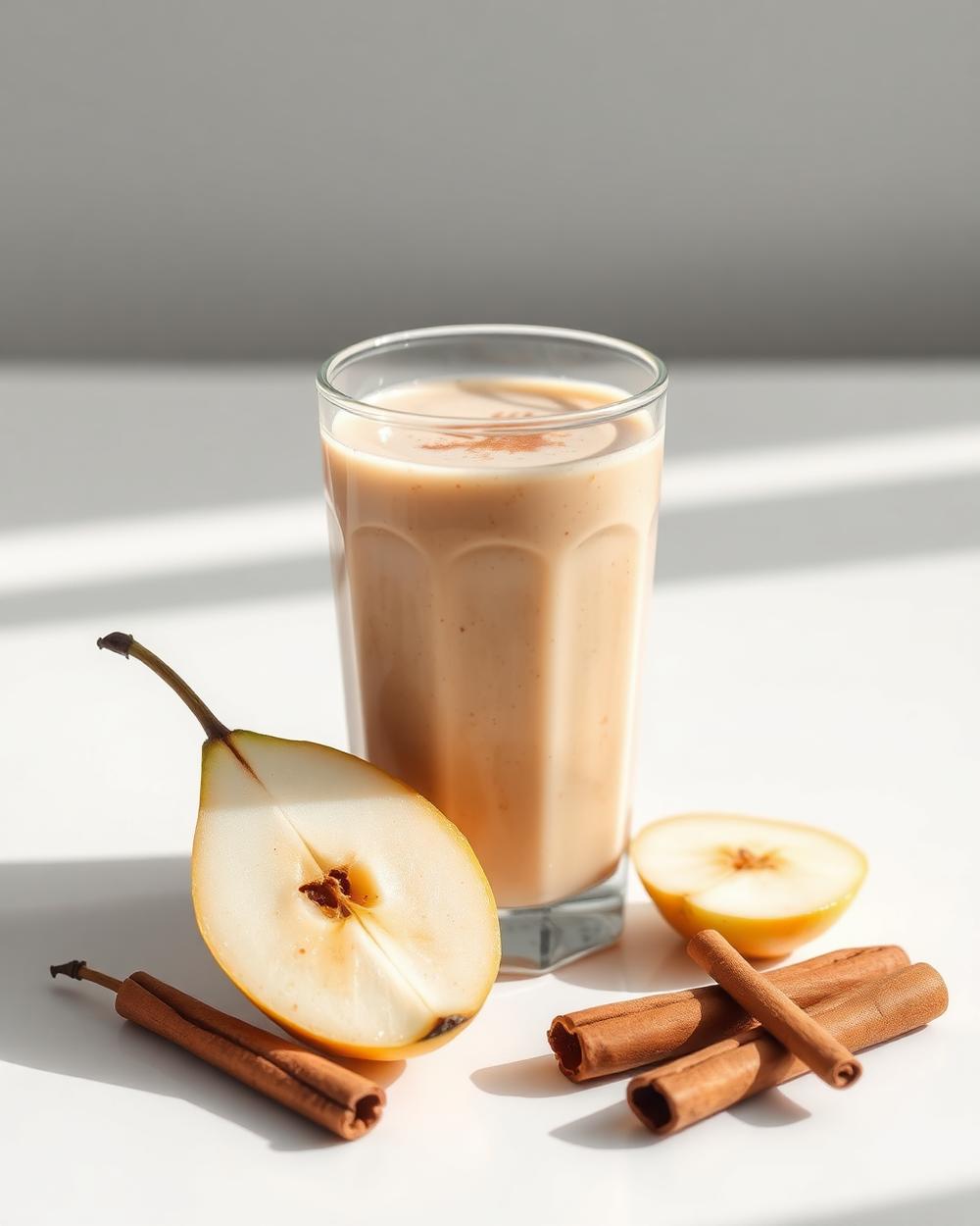 Pear, Tahini & Cinnamon Smoothie plated for the RM Menopause Support collection