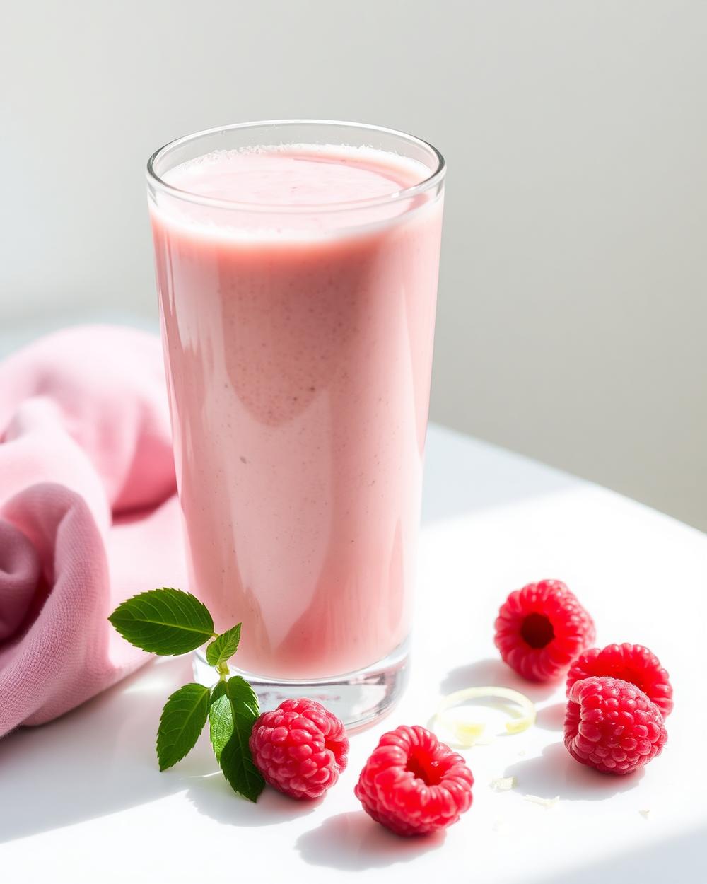 Raspberry Coconut Cream Smoothie plated for the RM Menopause Support collection
