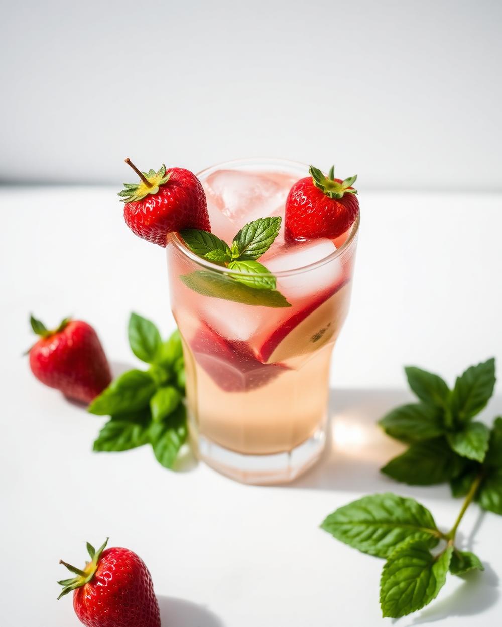 Strawberry Basil Mineral Tonic plated for the RM Menopause Support collection